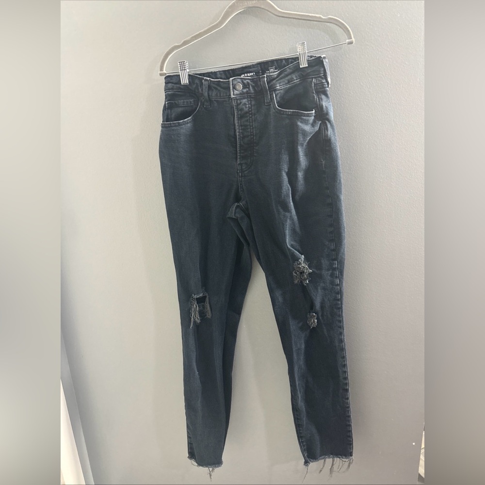 Old Navy High Rise Distressed Dark Jeans